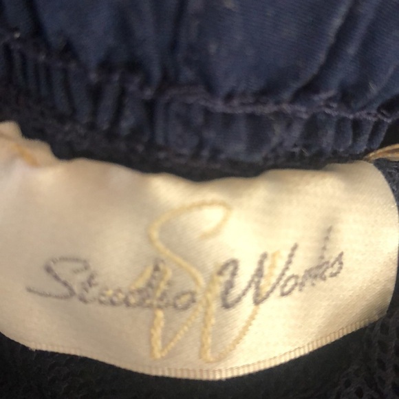 Studio Works navy blue pull on lined side stripe athletic leisure pants M - Picture 7 of 10